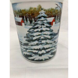 Vtg Cypress Home Ceramic Utensil Holder Crock with John Deere Tractor Design 7"